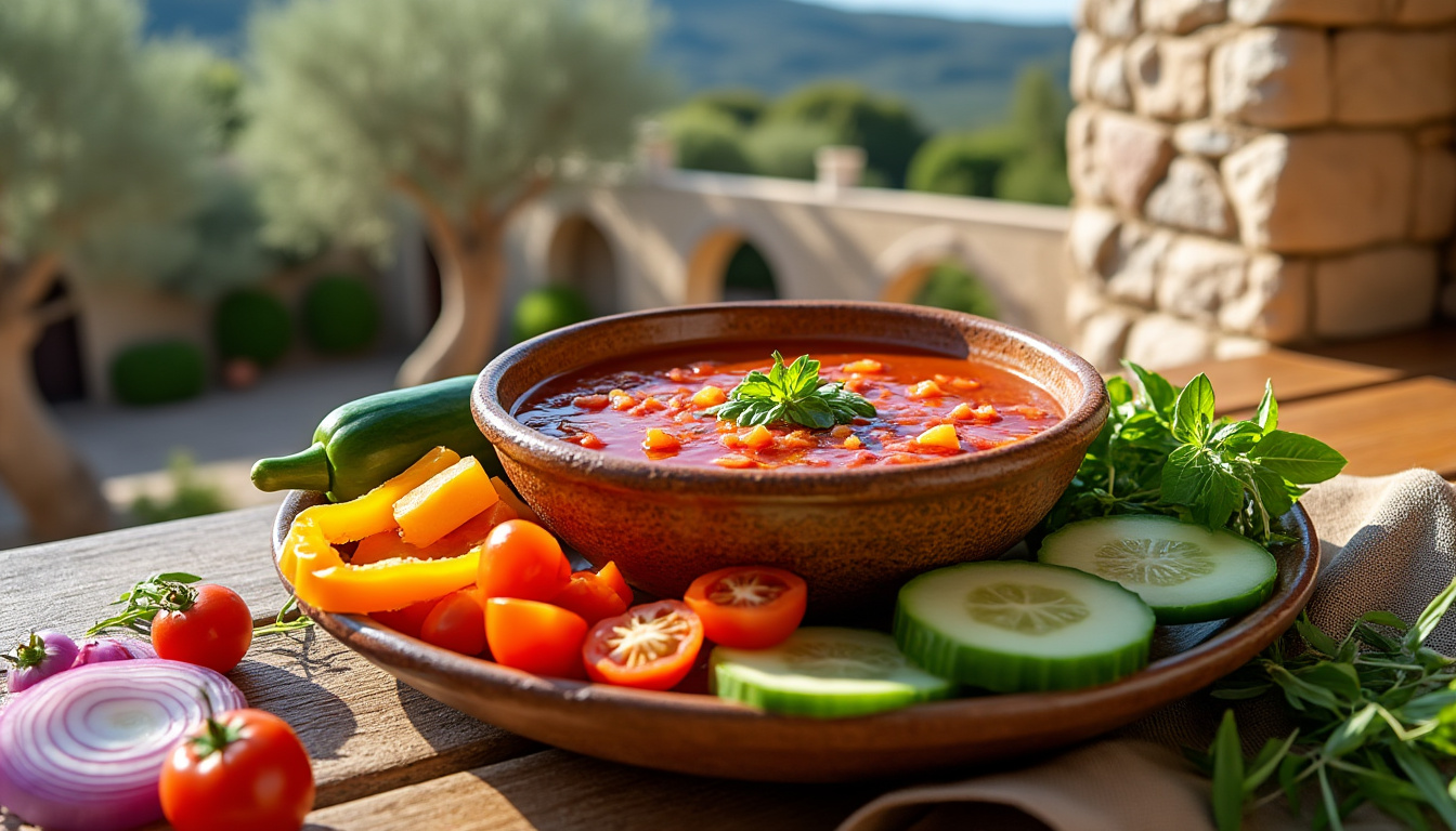découvrez les origines du gaspacho andalou, une soupe froide emblématique d’espagne, son histoire fascinante et les secrets de sa recette traditionnelle.