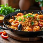 découvrez la recette traditionnelle de la fideuà valenciana, un plat authentique à base de pâtes fines, fruits de mer et épices méditerranéennes, pour un goût typique de la région de valence.