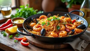 découvrez la recette traditionnelle de la fideuà valenciana, un plat authentique à base de pâtes fines, fruits de mer et épices méditerranéennes, pour un goût typique de la région de valence.