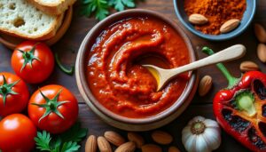 découvrez les secrets de la sauce romesco, une délicieuse spécialité espagnole à base de poivrons, tomates et amandes, parfaite pour accompagner vos plats.